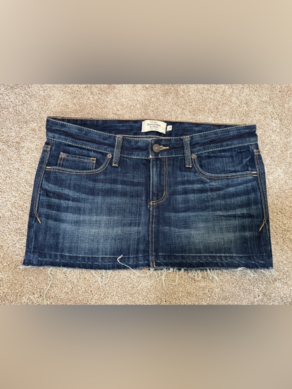 Abercrombie Denim skirt Womens 4 Raw Hem Distressed Mid Rise